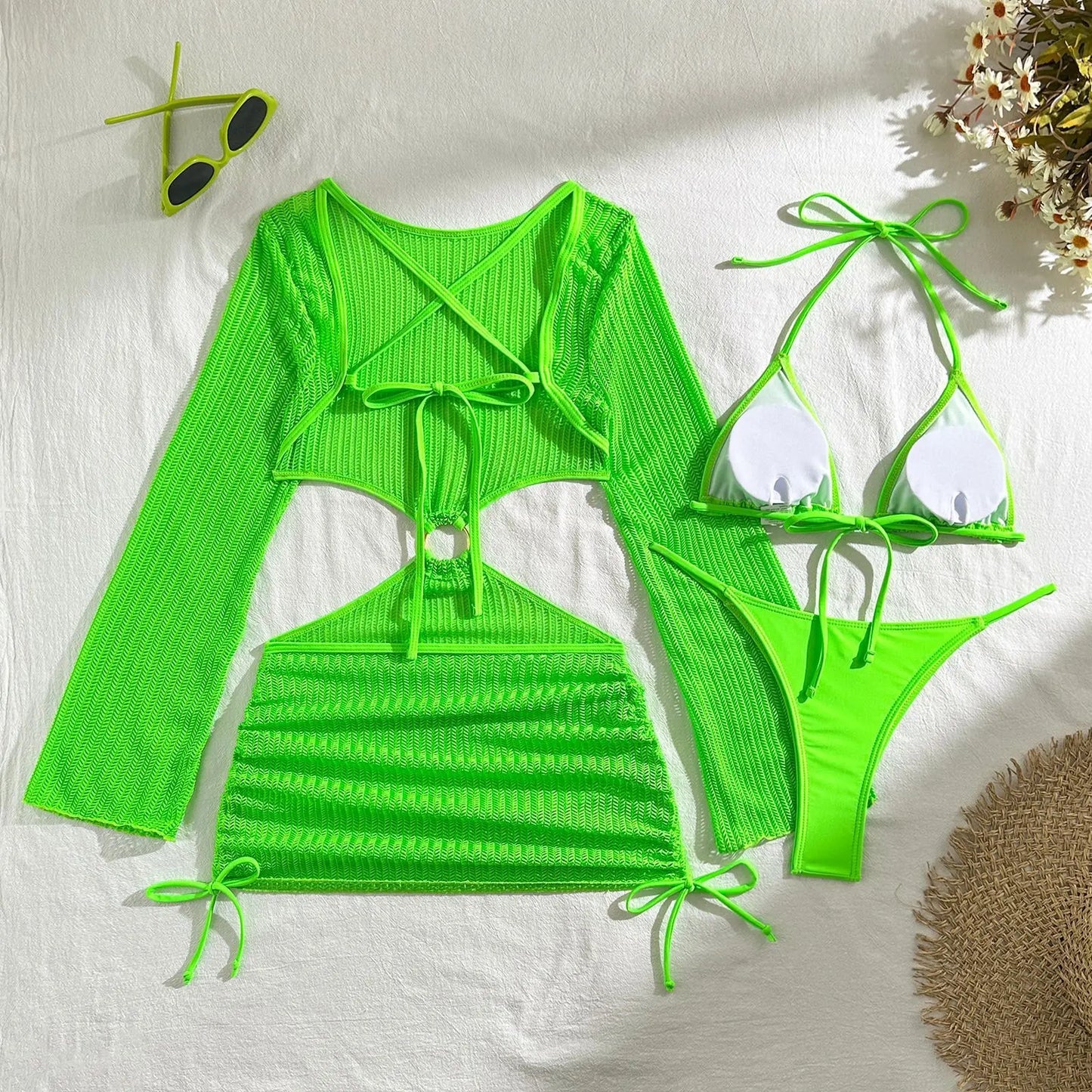 Biquínis Sexy 2025 Trajes de Banho Femininos Conjunto de Biquíni Brasileiro de Três Peças Roupas de Praia Trajes de Banho para a Piscina