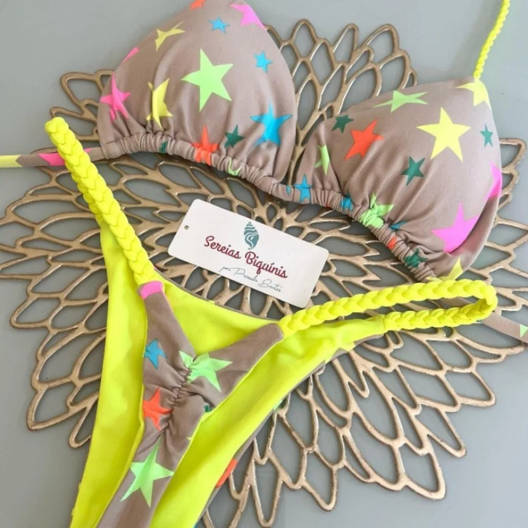 Novo Conjunto de Biquíni de Duas Peças para Mulheres Sexy na Praia