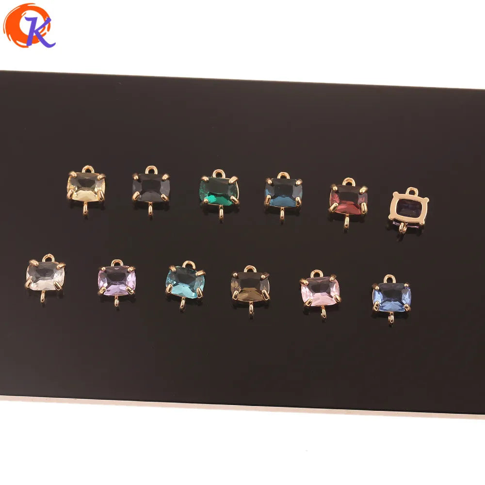 Cordial Design 50Pcs 9*13MM Acessórios de Joias/Feito à Mão/Conectores de Cristal/Forma Quadrada/Fabricação de Joias/Peças para Brincos DIY