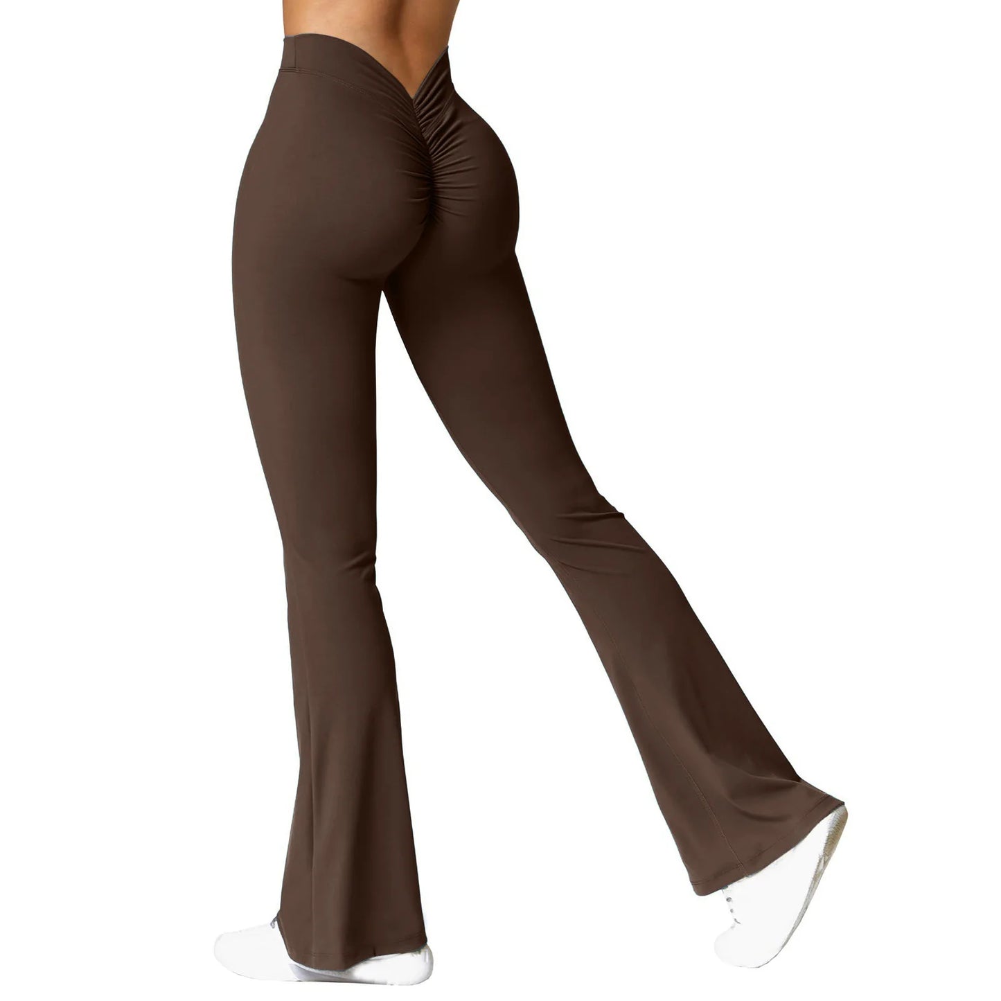 Leggings Micro Horn de Moda para Mulheres, Calças Esportivas com Cintura V nas Costas, High Waist, Levanta Bumbum, Calças de Ginástica, Leggings Casuais Slim Sólidas