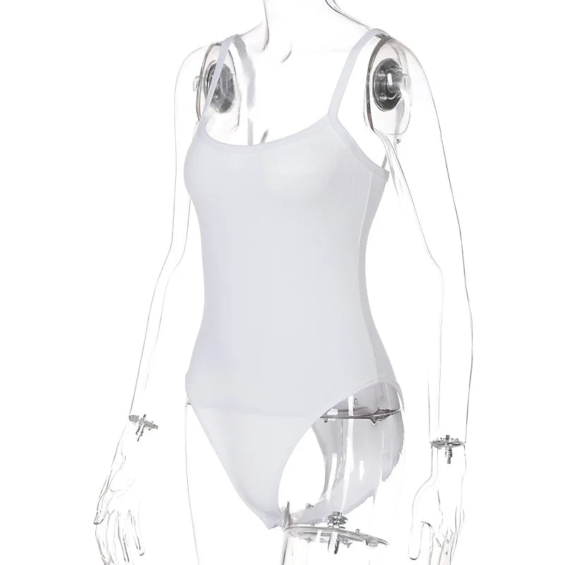 Strap Sólido Bodycon Sexy Body Casual Básico Branco Verão Bodysuit Tops Femininos Sem Mangas Bodysuits Transparente Macacão Slim