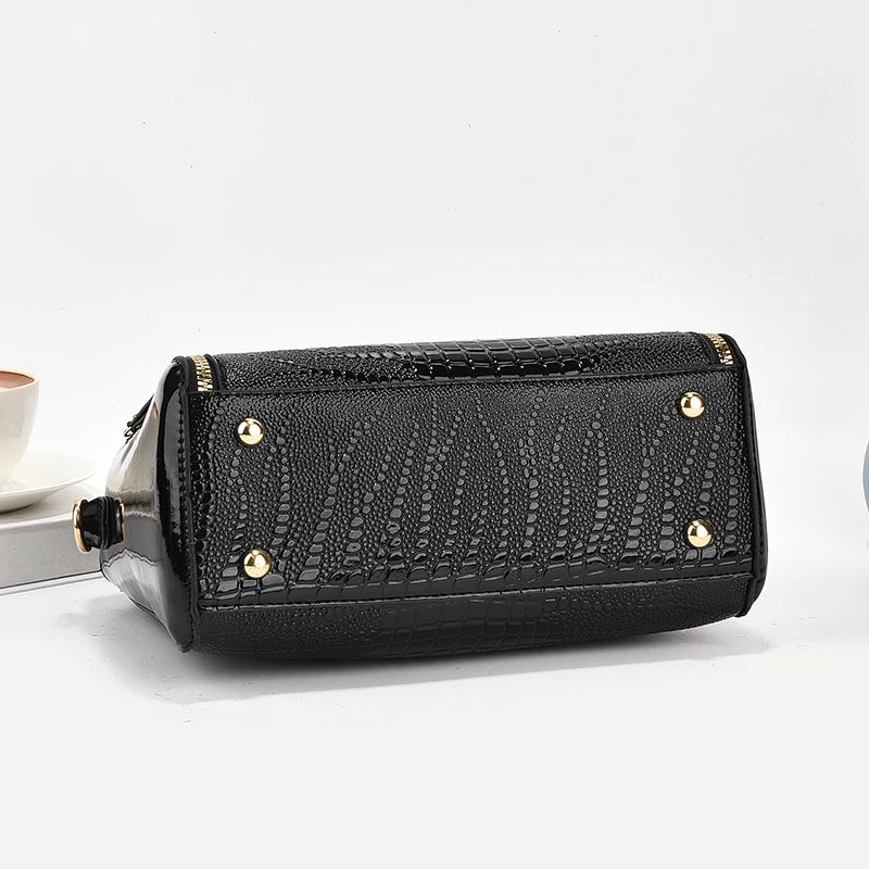 Chic Crocodile Pattern Faux Leather Crossbody Bag With Adjustable Strap - Elegant Women's Shoulder Purse For Daily Use