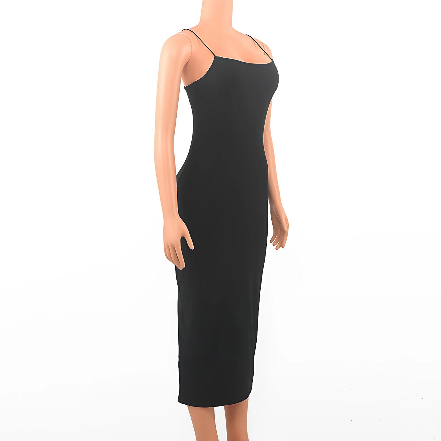 Vestido Preto Sexy de Verão para Mulheres Moda de Rua Sem Mangas Costas Expostas Liso com Alças Finas Justo Casual Roupas de Festa Elegantes