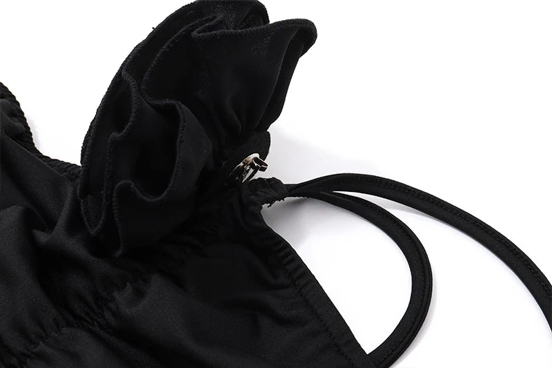 OndeMery Mulheres Elegantes Vestido Sólido Sem Mangas Slim Estético Alça Obliqua Costas Nuas Vestidos de Festa Moda Roupas para a Noite