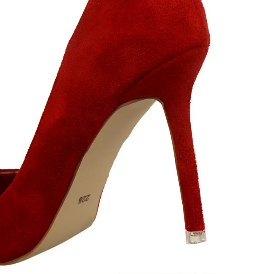 Sapatos de Salto Alto Femininos Elegantes em Lã Laranja Roxo para Festa de Banquete à Noite, Scarpin Clássico em Burgundy, 9cm de Salto Alto, Tamanho Plus