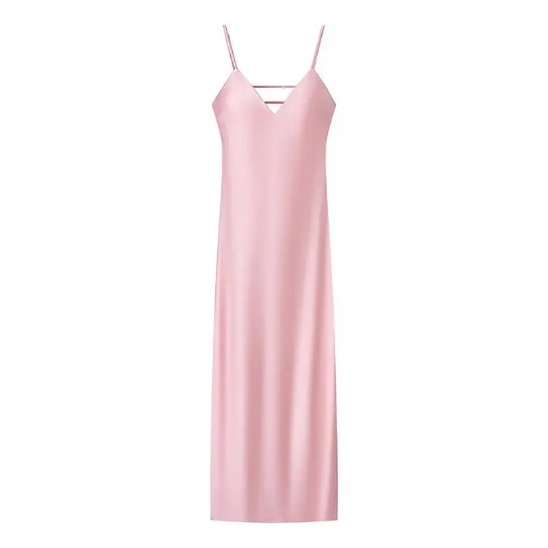 Vestido Longo Elegante Sem Mangas TRAFZA Feminino de Verão Amarelo Manchado com Decote em V para Festa e Férias 2025