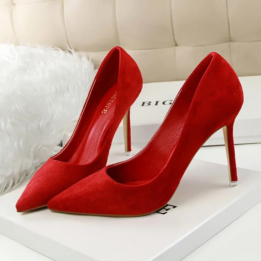 Sapatos de Salto Alto Femininos Elegantes em Lã Laranja Roxo para Festa de Banquete à Noite, Scarpin Clássico em Burgundy, 9cm de Salto Alto, Tamanho Plus