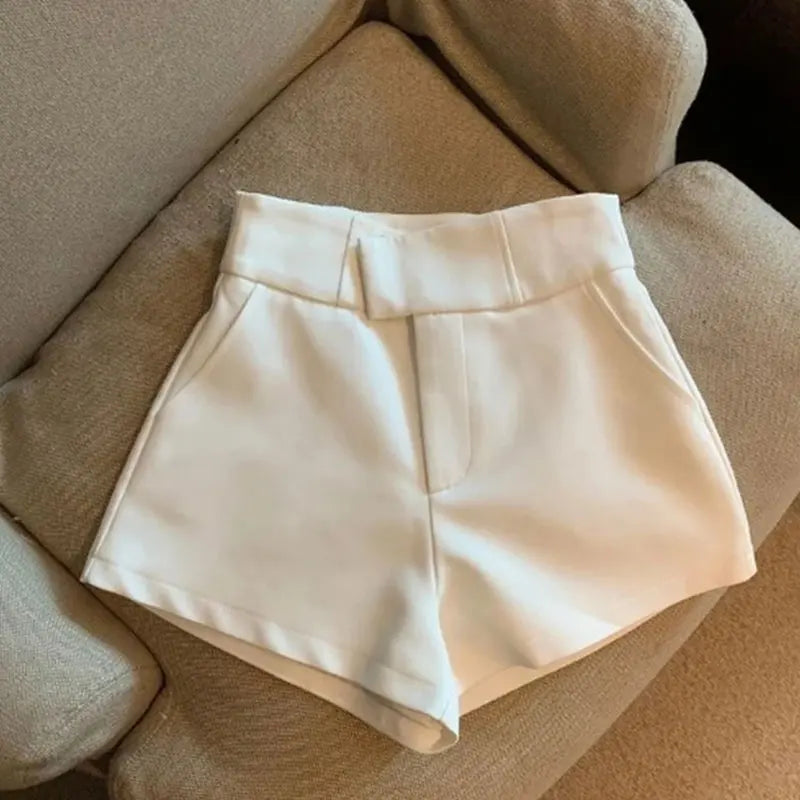 Shorts Femininos Mooyufon Shorts Pretos Femininos Harajuku Elegância Shorts de Cintura Alta A Linhas Slim Casuais Calças Retas de Menina Sexy