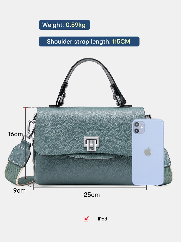 Zency Women's Genuine Leather Top-Handle Bag Simple Fashion Envelope Luxury Brand Shoulder Handbag Small Crossbody for Female