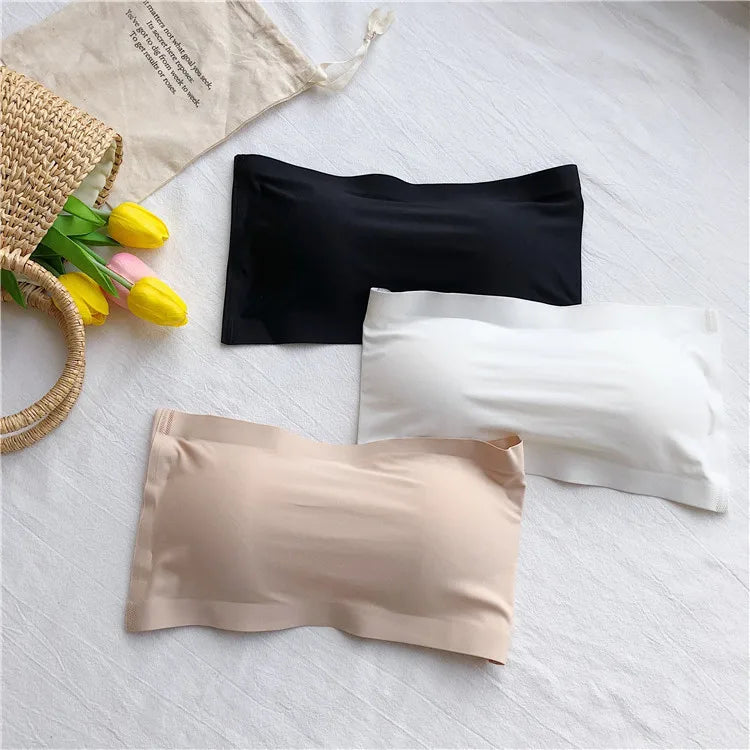 Novo, Top Sem Costura, Sutiã Invisibility Feminino, Roupa Interior Sem Alças, Sutiã Listrado, Sutiã Justo e Respirável