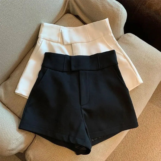 Shorts Femininos Mooyufon Shorts Pretos Femininos Harajuku Elegância Shorts de Cintura Alta A Linhas Slim Casuais Calças Retas de Menina Sexy