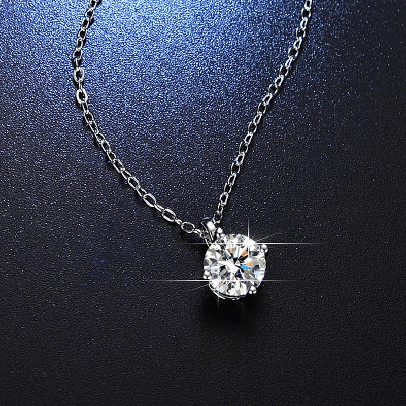 Colar de Pingente de Moissanita em Prata 925 com 6 Garras para Mulheres Design Moderno Cor D VVS Aprovado no Teste de Diamante Joia com caixa GRA