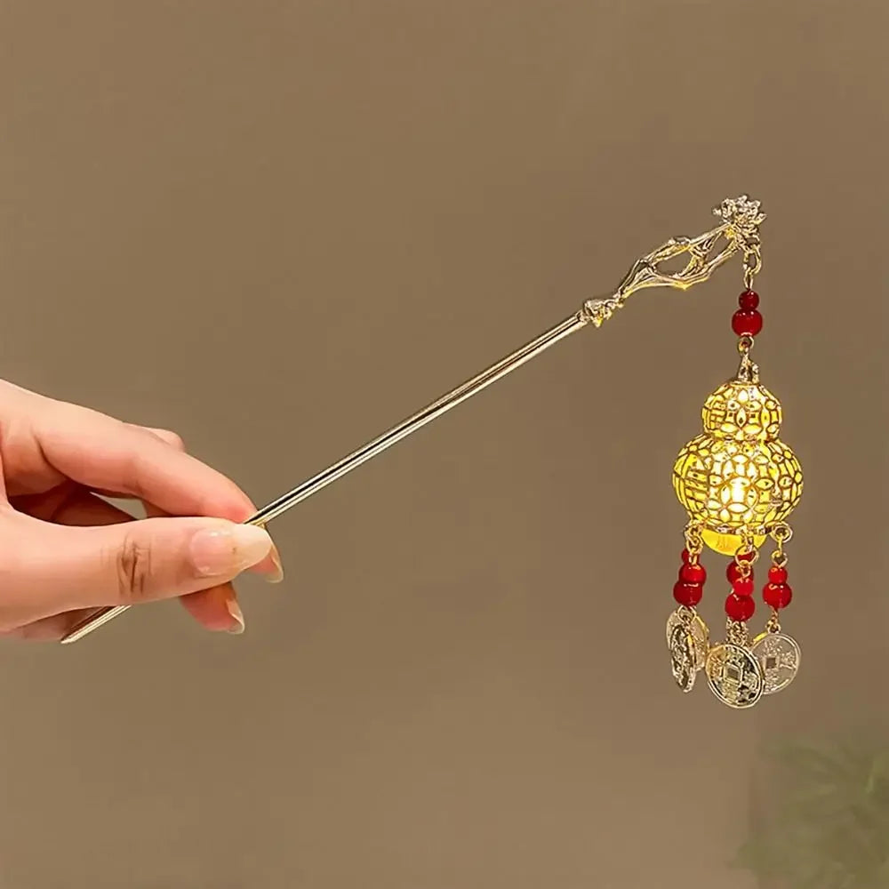 Pinhão de cabelo estilo chinês com hastes de metal, estilo antigo, com franja de orquídea, flor, tassel e acessórios para cabelo feminino.