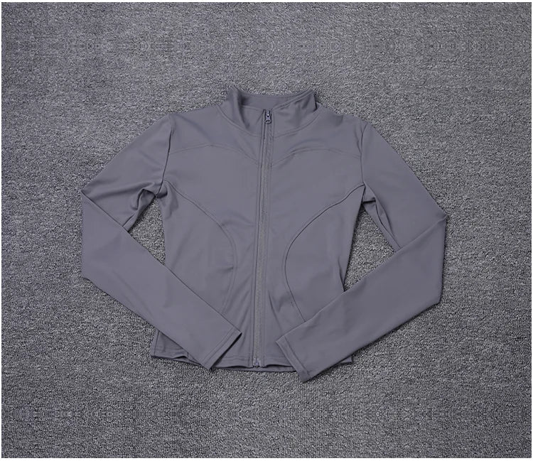 Jaqueta Esportiva Feminina de Manga Longa, Camisa de Treino, Casaco para Academia, Roupas de Yoga, Roupas Esportivas