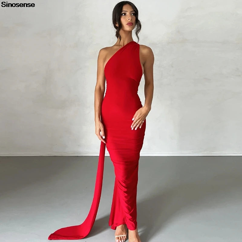 Vestido Longo de Cocktail Elegante Feminino para Festa, Costas Nuas, Abertura Costas, Com Pregas, Justo, Formal para Convidadas de Casamento