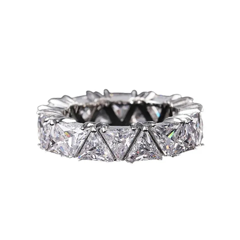 Anel Eternity Band de Cor Prata Luxuosa 2024 para Mulheres - Presente de Aniversário, Joias no Atacado R6505