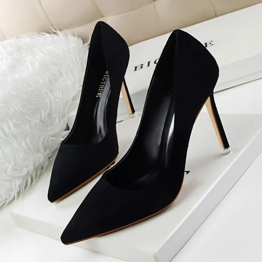 Mulheres Sapatos de Salto Alto 9cm Amarelo Bordô, Bombas Tamanho Plus, Stripper de Camurça, Escarpins para Casamento e Noivas, Scarpins Verde Azul para Festas