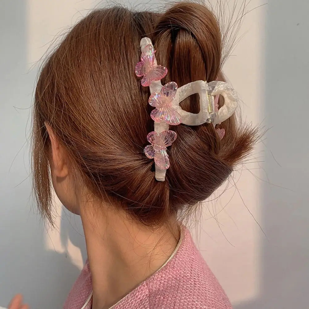 Clipes de cabelo de festa para mulheres, clipe de cabelo de caranguejo, animais, clipe de borboleta, clipe de tubarão coreano, presilha de cabelo de acrílico, suporte para rabo de cavalo.