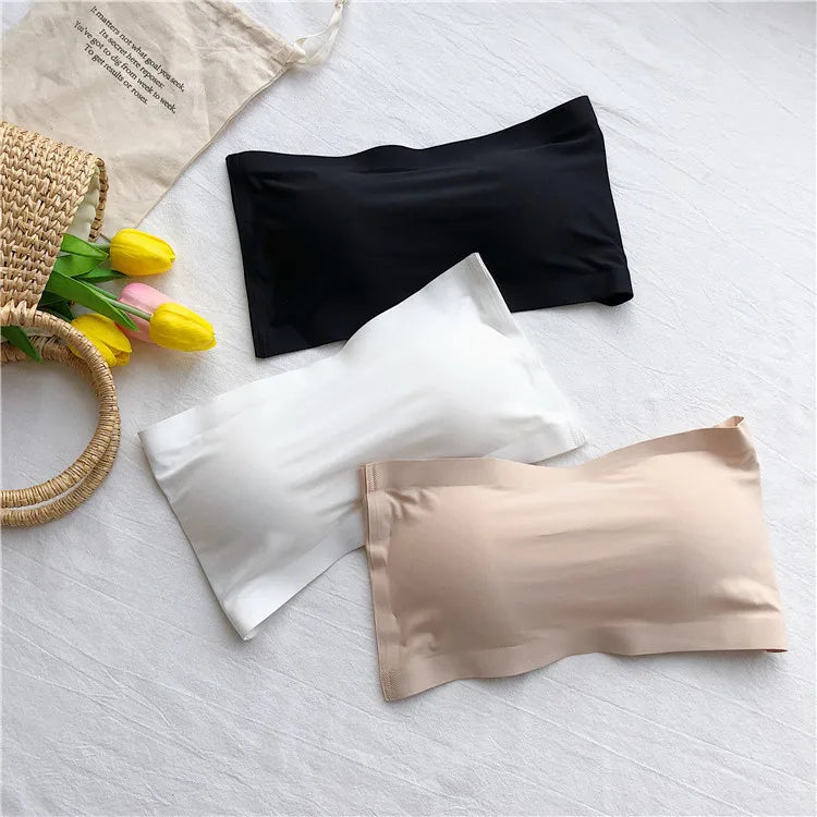 Novo, Top Sem Costura, Sutiã Invisibility Feminino, Roupa Interior Sem Alças, Sutiã Listrado, Sutiã Justo e Respirável
