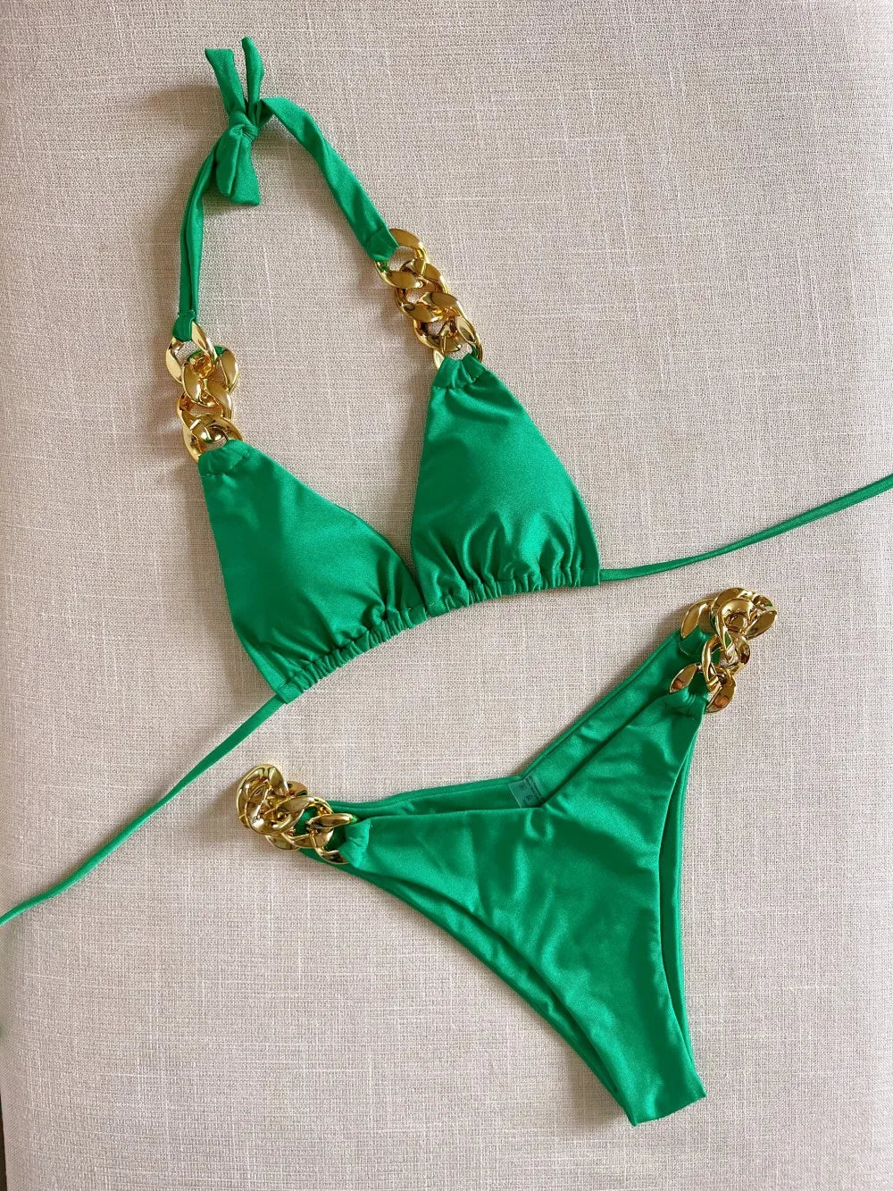 Biquíni sexy push up em 2025, micro corrente, verão, tecido macio, entrada de luxo, maiô feminino de duas peças, traje de banho para praia.