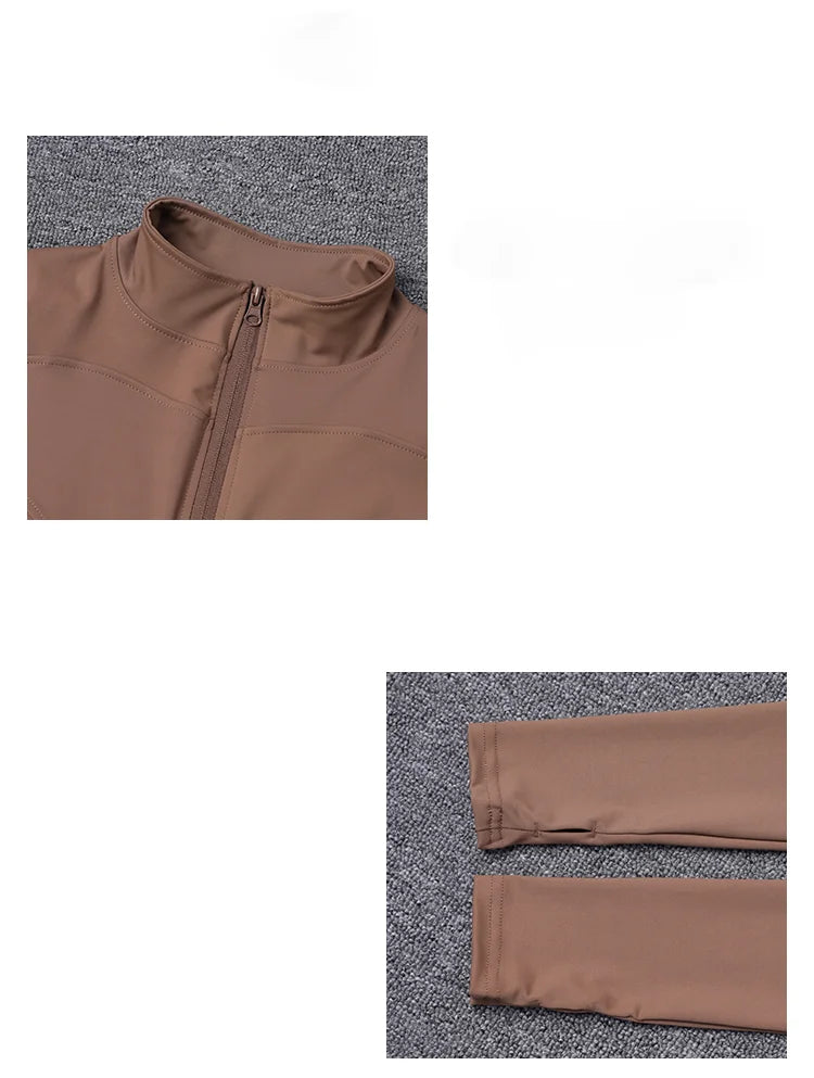 Jaqueta Esportiva Feminina de Manga Longa, Camisa de Treino, Casaco para Academia, Roupas de Yoga, Roupas Esportivas