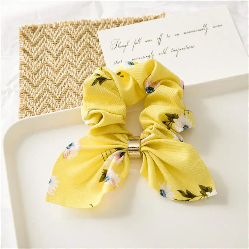 Ruoshui Coelhinhos Lindos Scrunchies Mulher Laços de Cabelo Impressos com Flores, Elásticos para Cabelo, Bandas de Borracha para Cabelo, Acessórios para Coque