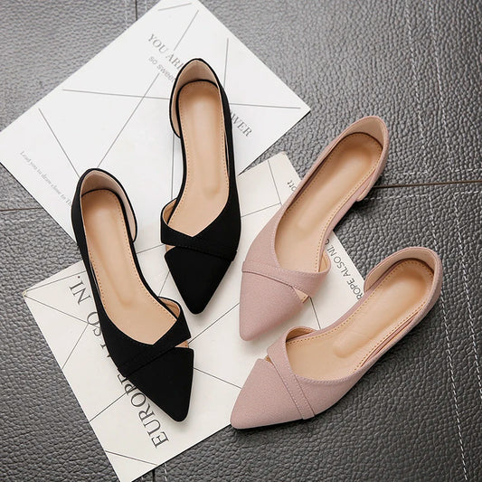 Sapatilhas Femininas Rosa Preto Cor Sólida Tamanho Pequeno 33 34 Grande 41 42 43 44 Couro Suede Bico Fino Sapatos de Escritório para Mulheres com Salto Baixo