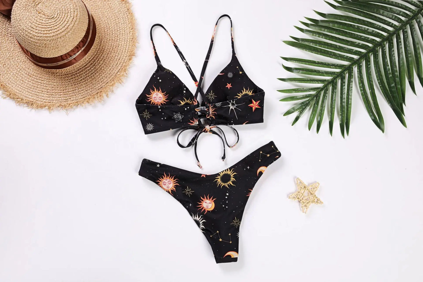 Conjunto de Biquíni Estampado de Girassol - Moda de Praia Sexy para Mulheres 2025 - Biquíni com Push Up e Almofada - Roupas de Banho - Maiô - Biquíni