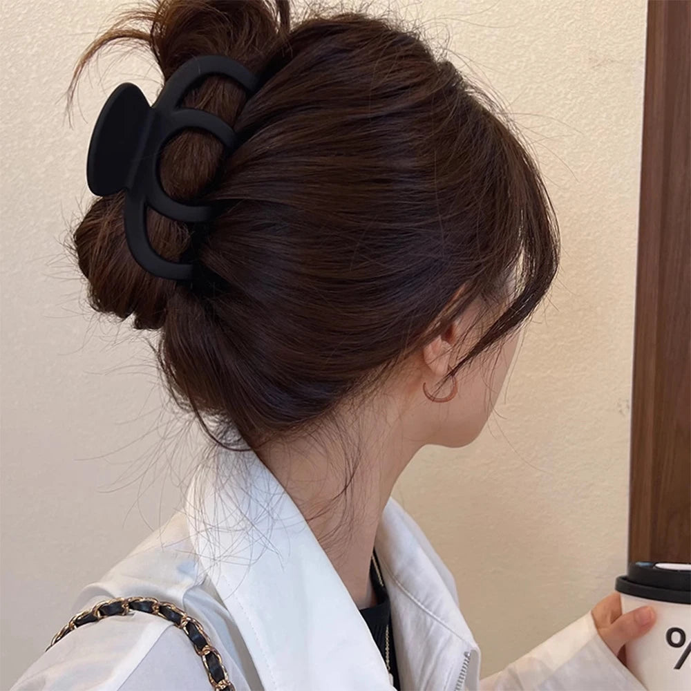 Garrafa de Cabelo Grande Feminina, Presilha de Cabelo Simples de Acrílico Coreana, Grampos de Cabelo em Forma de Tubarão, Clipes Foscos para Penteados de Coque, Acessórios de Cabelo para Meninas