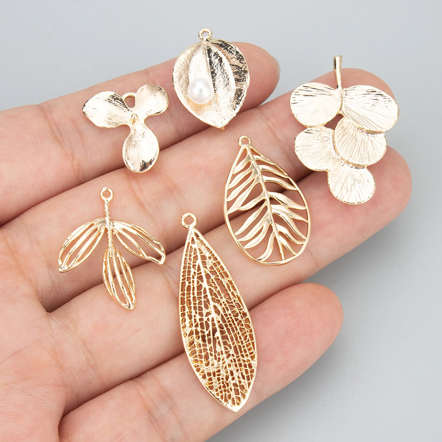 GUFEATHER MD66, acessórios de joalheria, banhado a ródio de ouro 18k, cobre, formato de folha, fabricação de joias, encantos, pingentes DIY, 6pcs/lote
