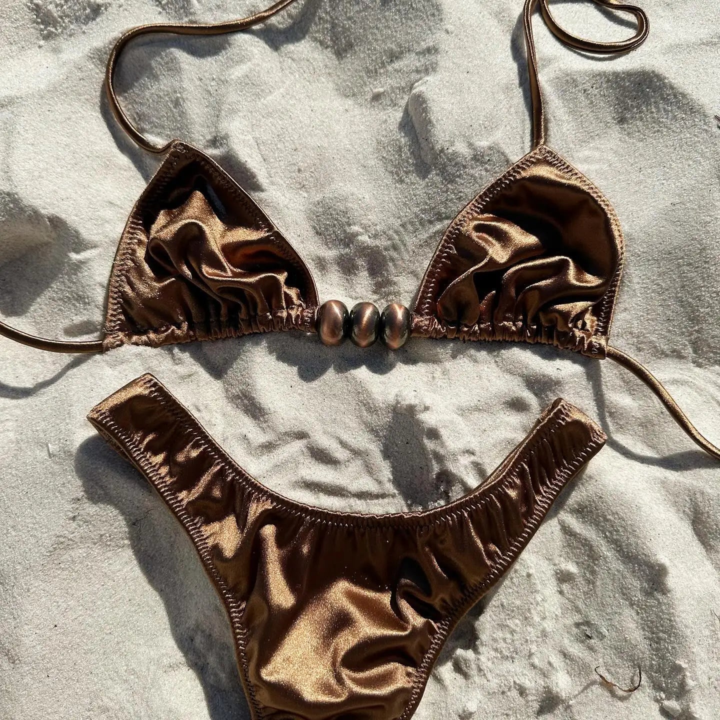 Biquíni Brilhante Sexy para Mulheres 2025, Traje de Banho Feminino, Biquíni Bandeau, Fio Dental, Roupas de Natação, Maiô Halter, Moda Praia