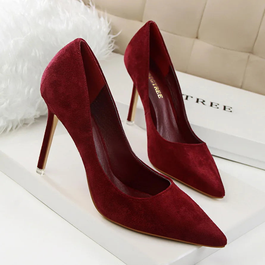 Mulheres Sapatos de Salto Alto 9cm Amarelo Bordô, Bombas Tamanho Plus, Stripper de Camurça, Escarpins para Casamento e Noivas, Scarpins Verde Azul para Festas