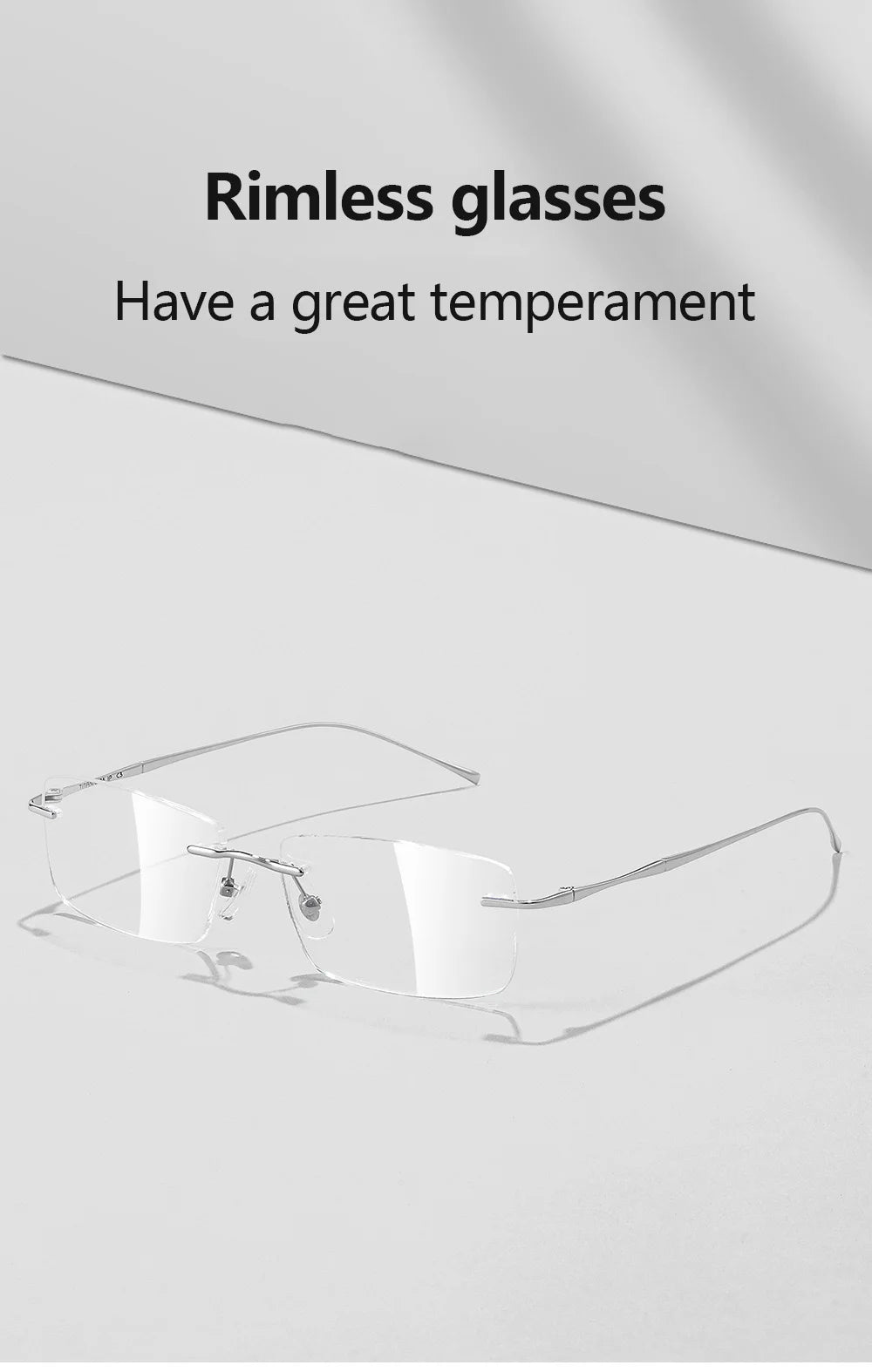 Óculos de Titanio Puro Anti Luz Azul para Homens - Armações de Óculos de Marca Luxuosa - Óculos Sem Montura para Mulheres - Lentes de Computador de Titanio Puro