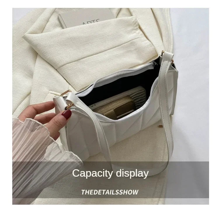 Trendy Women Shoulder Bag PU Leather Underarm Bag Solid Color Handbags Leisure Commuting Small Handle Bags Fashion Zipper Clutch