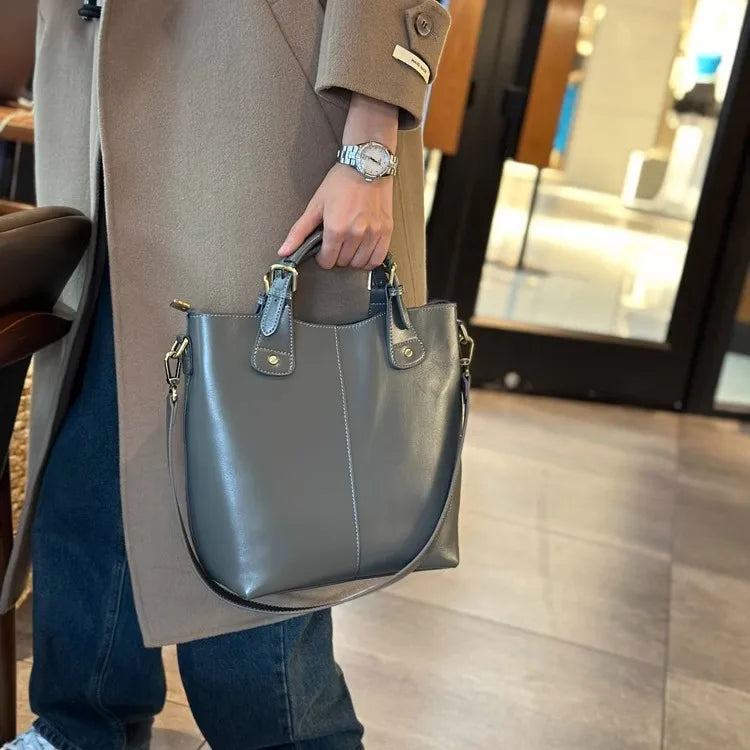 RanHuang New Arrive Women's Fashion Handbags High Quality Genuine Leather Shoulder Bags Large Bucket Bags Designer Handbags