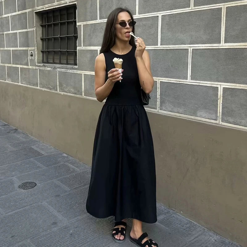 Vestidos de Verão Femininos 2025 Novo Chic Slim Simples Elegante Vestido de Férias Rua Feminino Confortável Vestido de Viagem Jovem