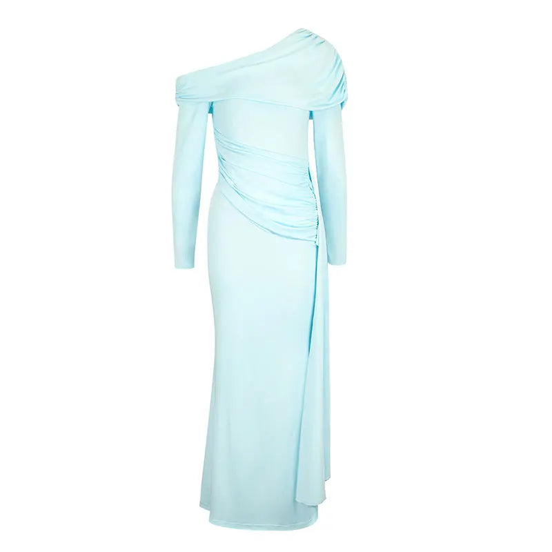 Vestidos Novos para Mulheres Moda de Rua Primavera Vestido Maxi com Manga Longa Dividido Sólido Sexy Feminino Casual Vestidos Justos Roupas de Malha