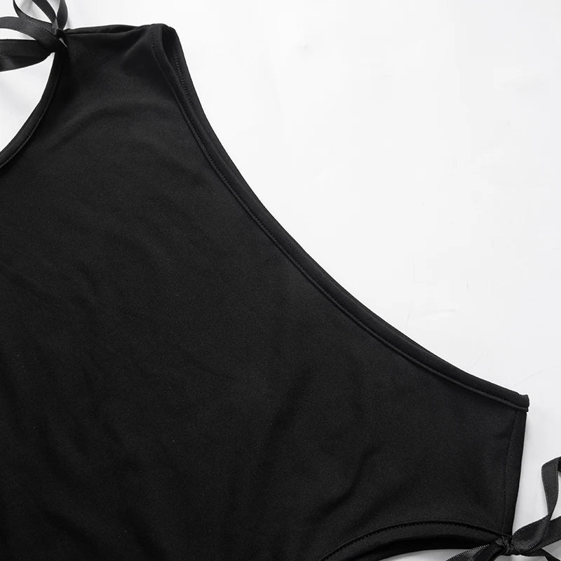 CUTENOVA 2024 Verão Tops Sem Manga Sexy Ombro à Exposição com Cores Sólidas Lace Up T-Shirt Casual Slim Crop Top Preto Manga Curta Feminino