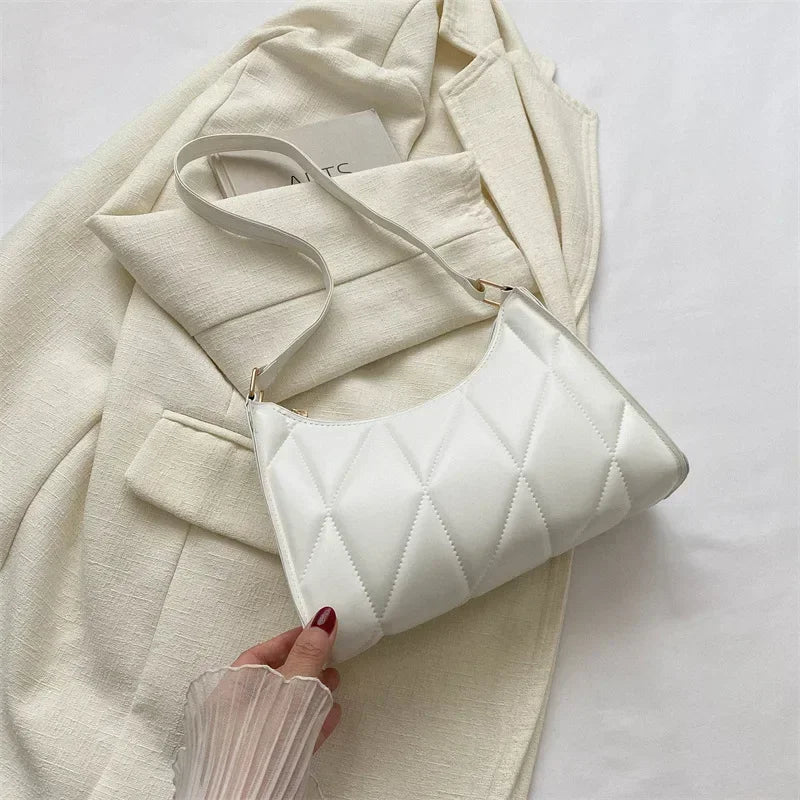Trendy Women Shoulder Bag PU Leather Underarm Bag Solid Color Handbags Leisure Commuting Small Handle Bags Fashion Zipper Clutch