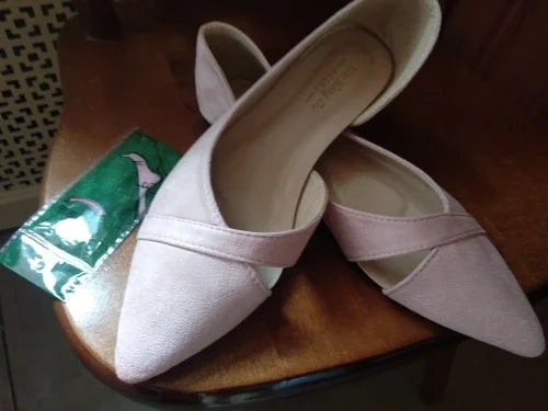 Sapatilhas Femininas Rosa Preto Cor Sólida Tamanho Pequeno 33 34 Grande 41 42 43 44 Couro Suede Bico Fino Sapatos de Escritório para Mulheres com Salto Baixo