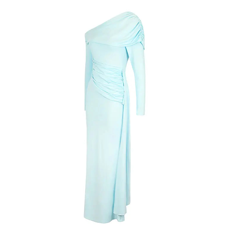 Vestidos Novos para Mulheres Moda de Rua Primavera Vestido Maxi com Manga Longa Dividido Sólido Sexy Feminino Casual Vestidos Justos Roupas de Malha