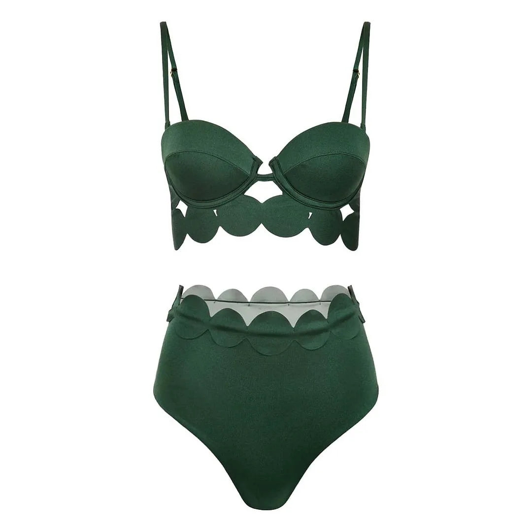 Conjunto de 3 peças de maiô laser cut para mulheres, biquíni sexy com push-up, moda de bainha alta, biquíni feminino com recortes, roupa de banho tipo bodysuit para praia.