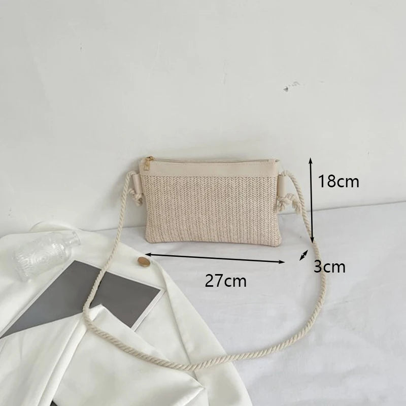 Fashion Woven Straw Bag Handmade Rattan Crossbody Handbags Knit Summer Beach Small Purse Women Shoulder Messenger Bags