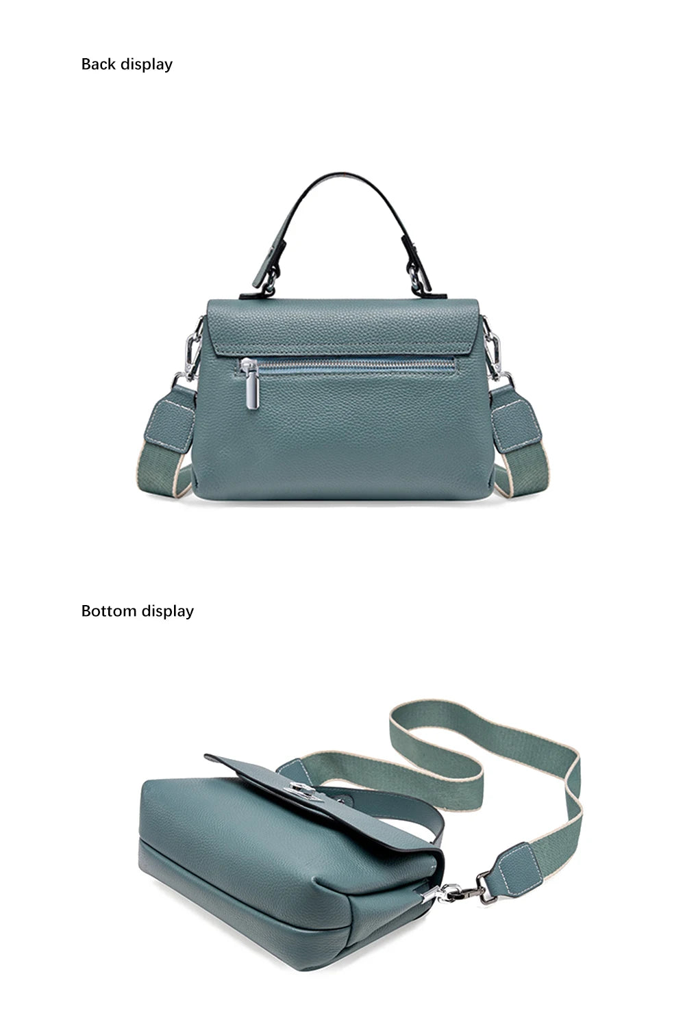 Zency Women's Genuine Leather Top-Handle Bag Simple Fashion Envelope Luxury Brand Shoulder Handbag Small Crossbody for Female