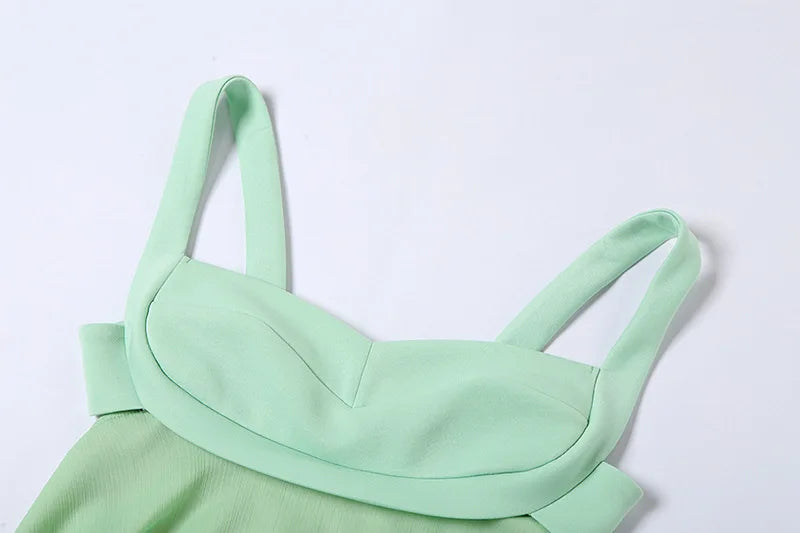 Vestidos Elegantes Para Mulher em Cor Sólida, Vestido Cortado Slim com Alças, Vestido Sexy Costas Nua com Babados para Feminino