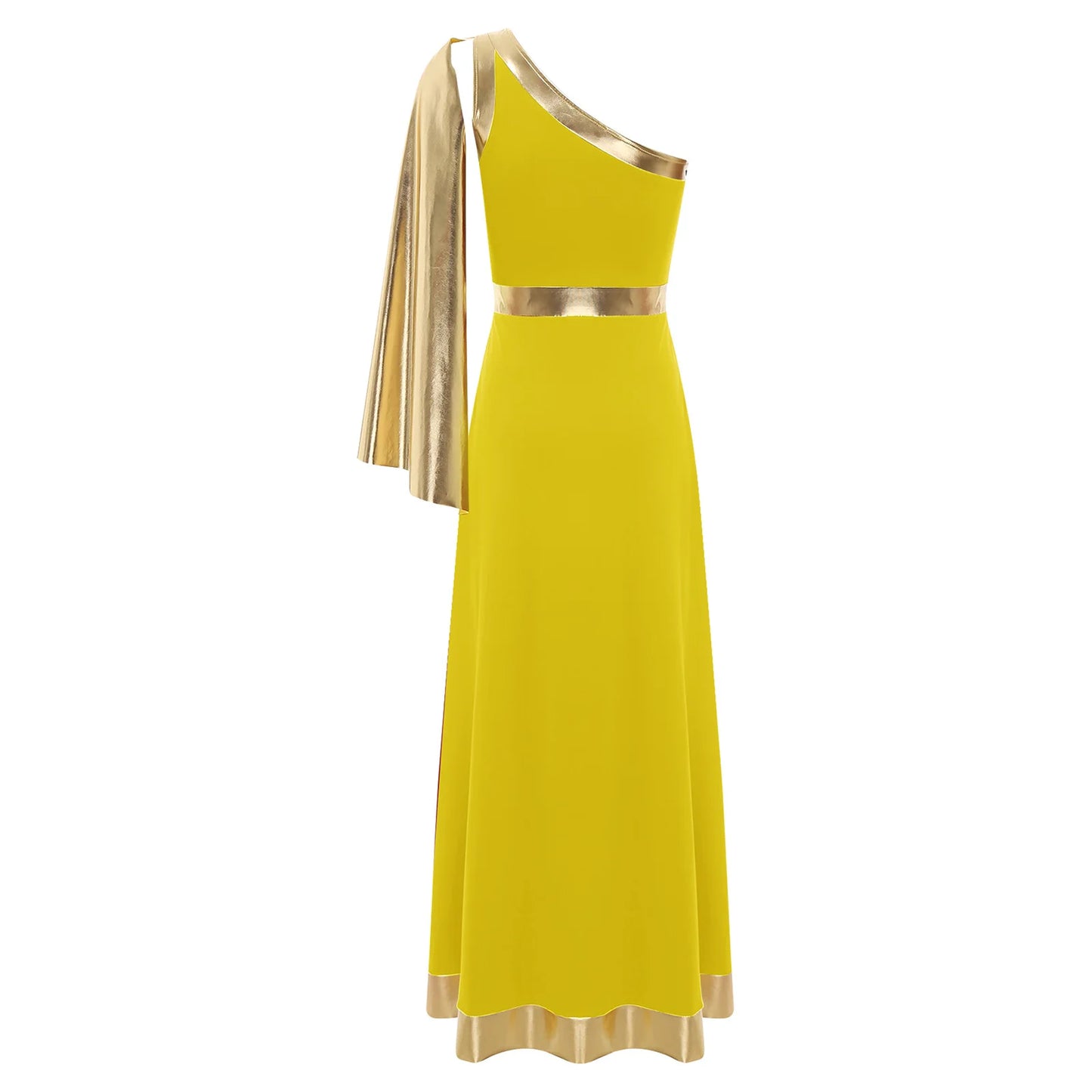 Vestido de Dança Lirica Cristã Feminina Fantasia de Halloween Vestido de Beleza Antiga Grega Romana Cosplay Túnica Tecido Metálico Brilhante Camada Toga
