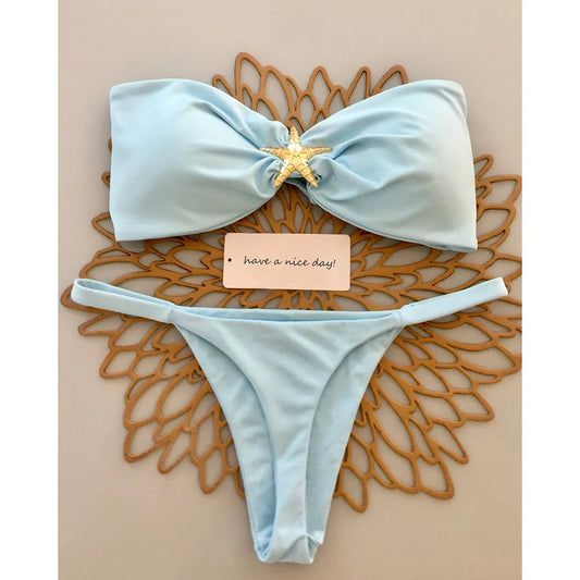 Biquínis Push Up 2025 Sexy Moda Praia Feminina Conjunto de Micro Biquíni Roupa de Banho Praia Bandeau Biquíni Brasileiro
