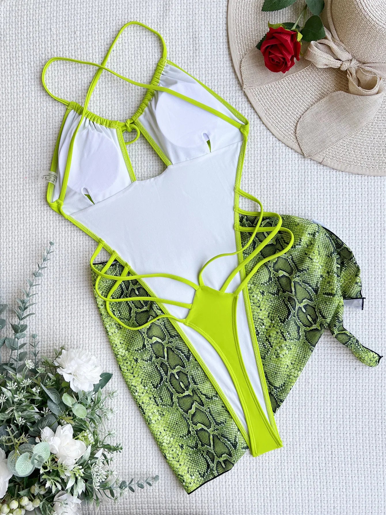 Maiô em duas peças com fio, com cobertura, biquíni sexy, maiô recortado alto, sem costas, roupa de praia para mulheres.
