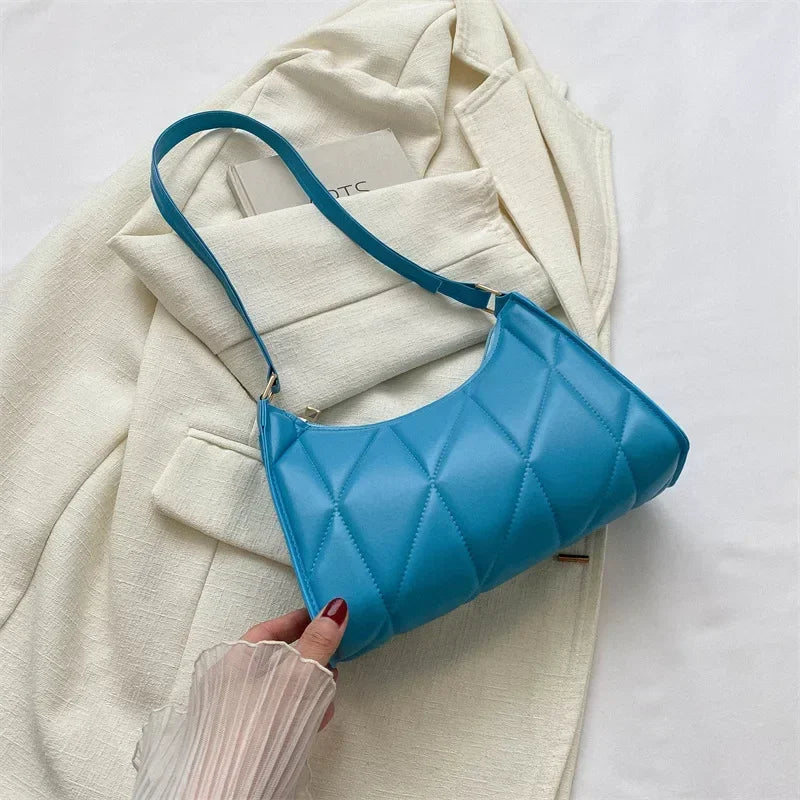 Trendy Women Shoulder Bag PU Leather Underarm Bag Solid Color Handbags Leisure Commuting Small Handle Bags Fashion Zipper Clutch