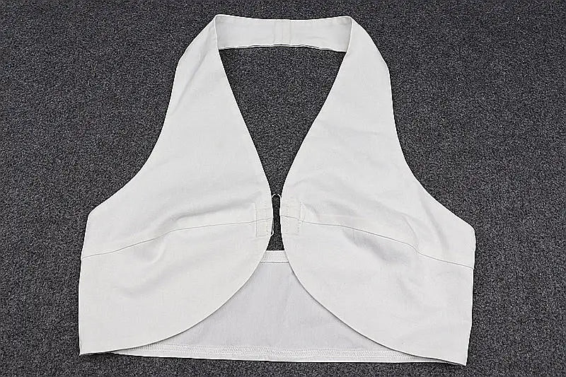 Top Crop Sem Mangas Off Shoulder Halter Sexy Mery Elegante Sem Alças Costas Expostas Slim Skinny Verão para Festas de Rua Feminino